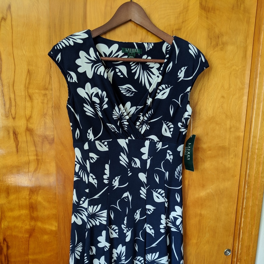 Ralph Lauren empire waist floral cross-front dress